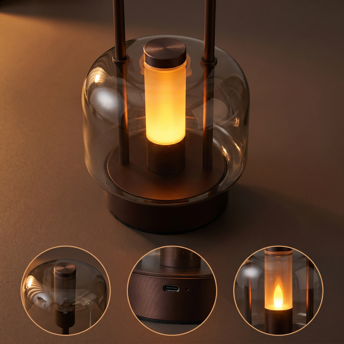 Lampe de table LED portable rechargeable à intensité variable