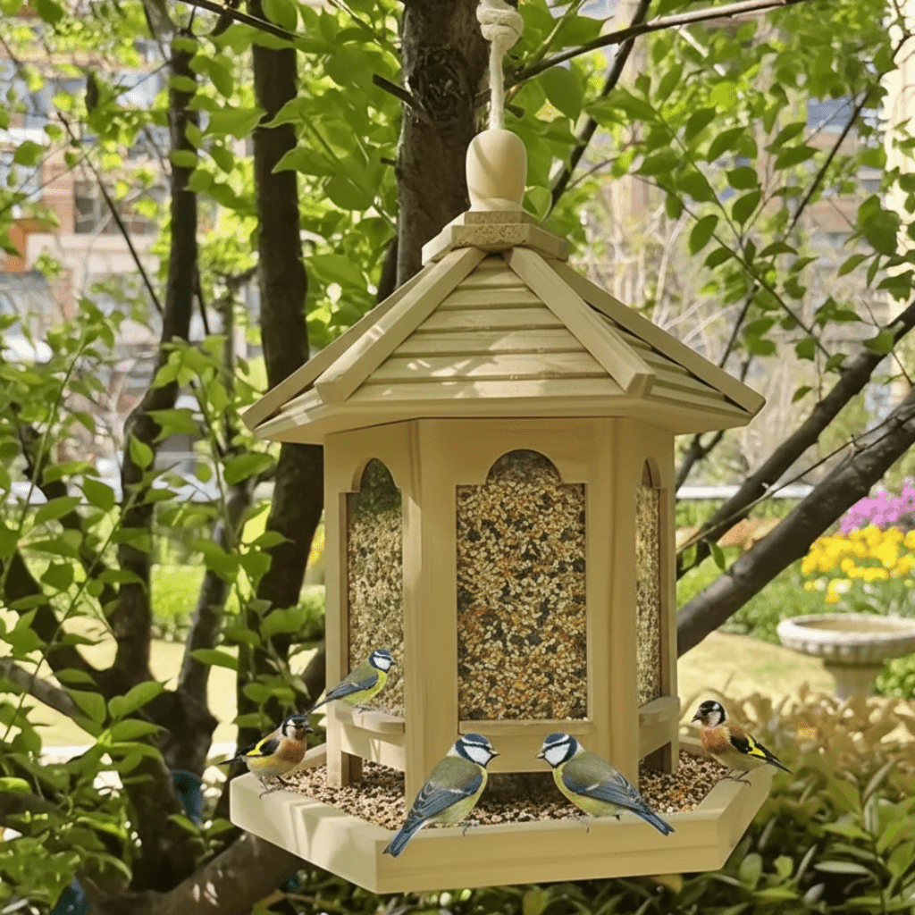 Houten Vogelvoeder Hangend Zaadhuis Buiten Tuin