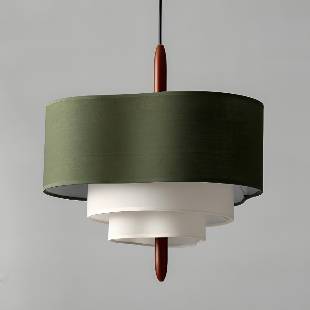 Layered Linen Drum Pendant Light