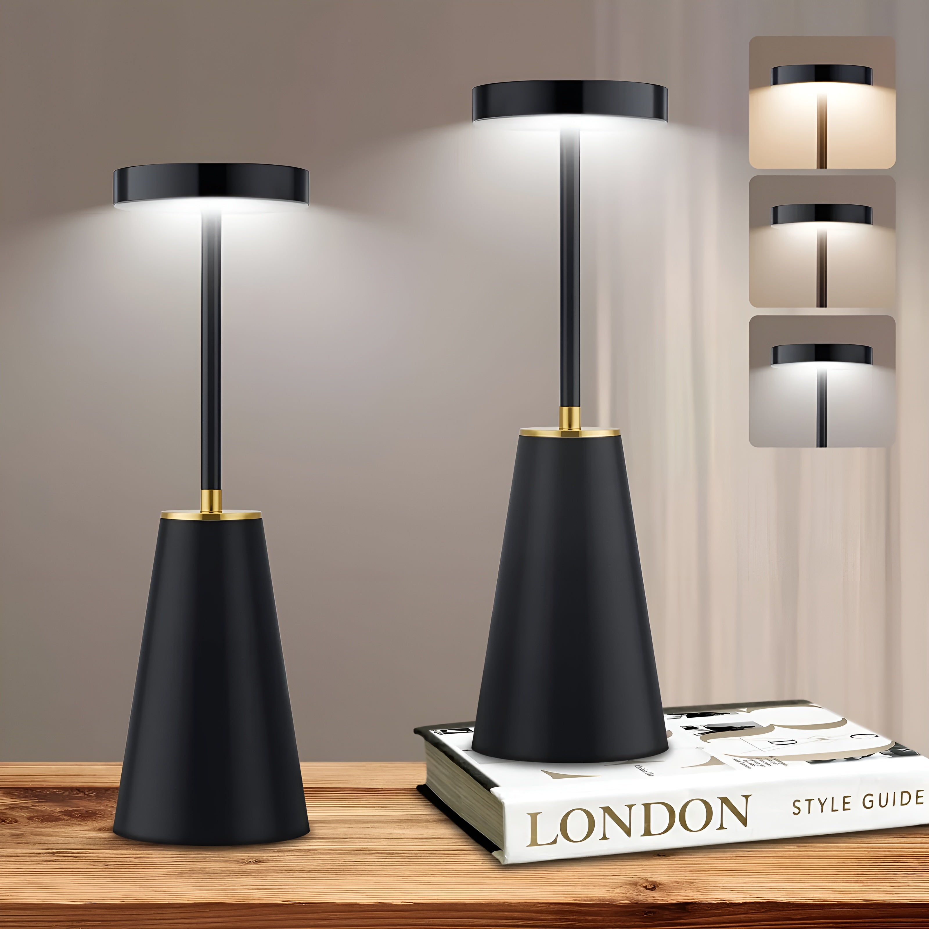 Oplaadbare LED-bureaulamp met kegelvormige standaard