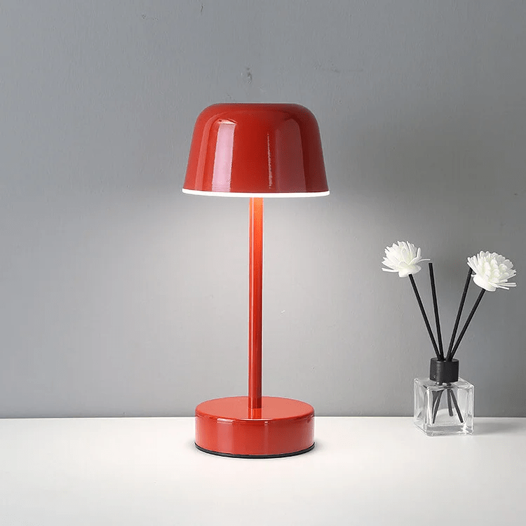Minimal Metal Dome Table Lamp with Cylindrical Stem Base