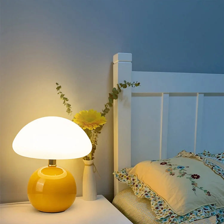 Lampe de table LED champignon rétro en céramique