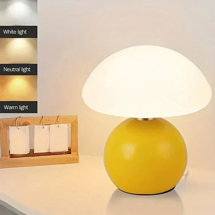 Lampe de table LED champignon rétro en céramique