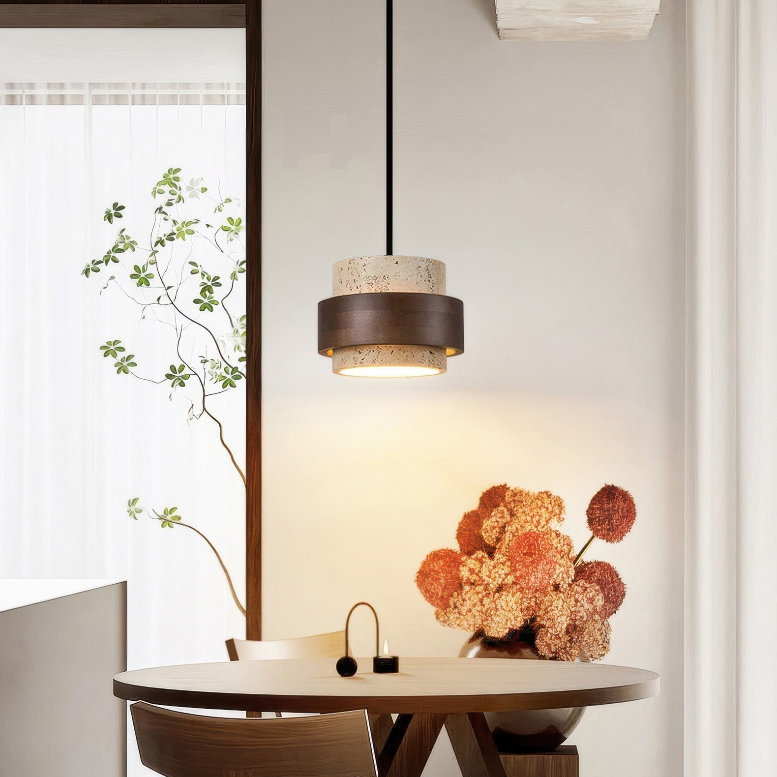 Retro Layered Stone Pendant Lamp