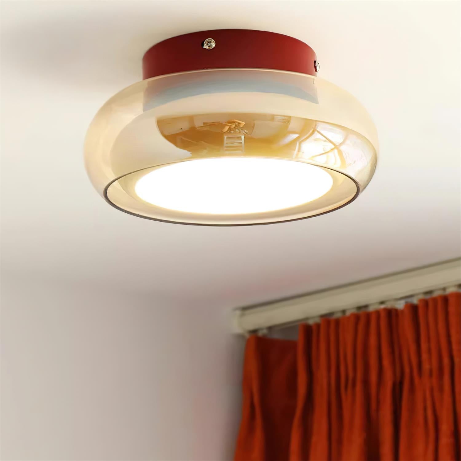 Retro Amber Glass Flush Mount Ceiling Light
