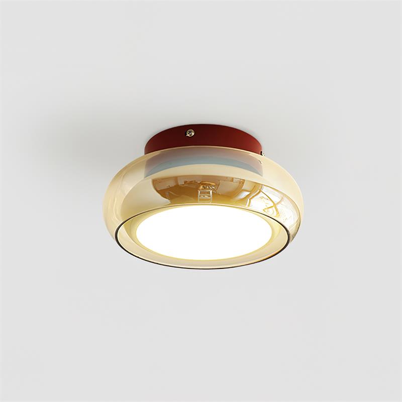Retro Amber Glass Flush Mount Ceiling Light