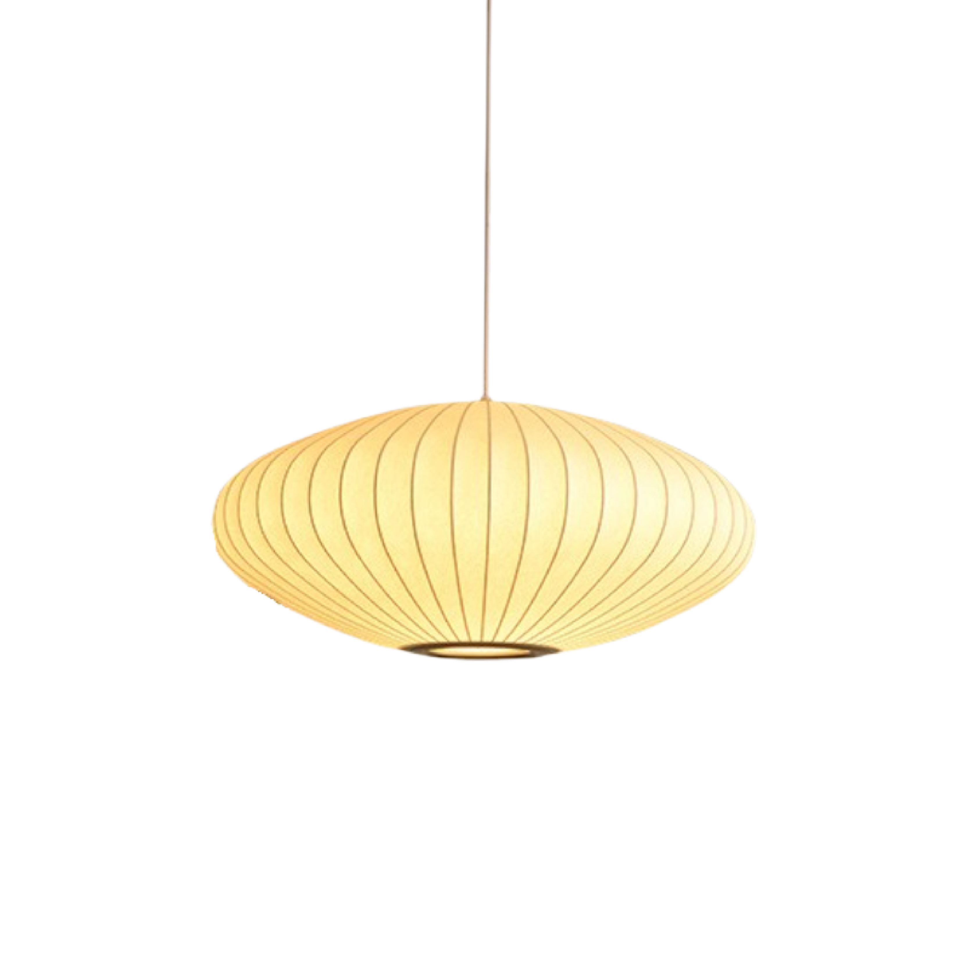 Round lantern pendant lamp with pleated fabric shade