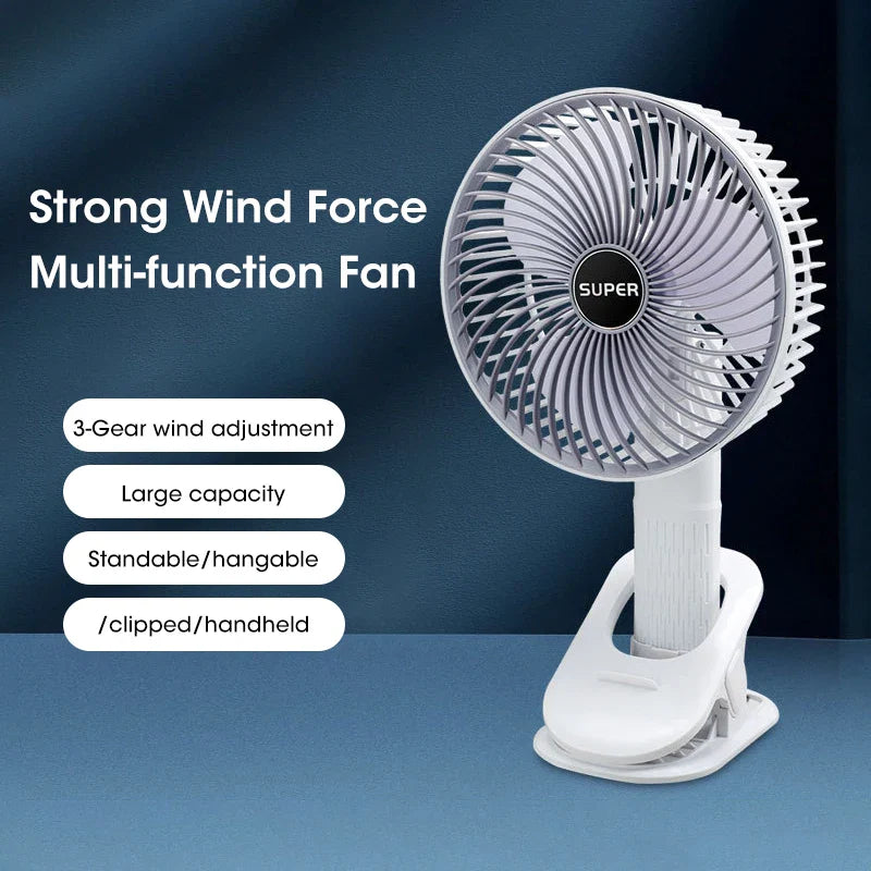 Portable Handheld Fan with Detachable Base and Wall Mount