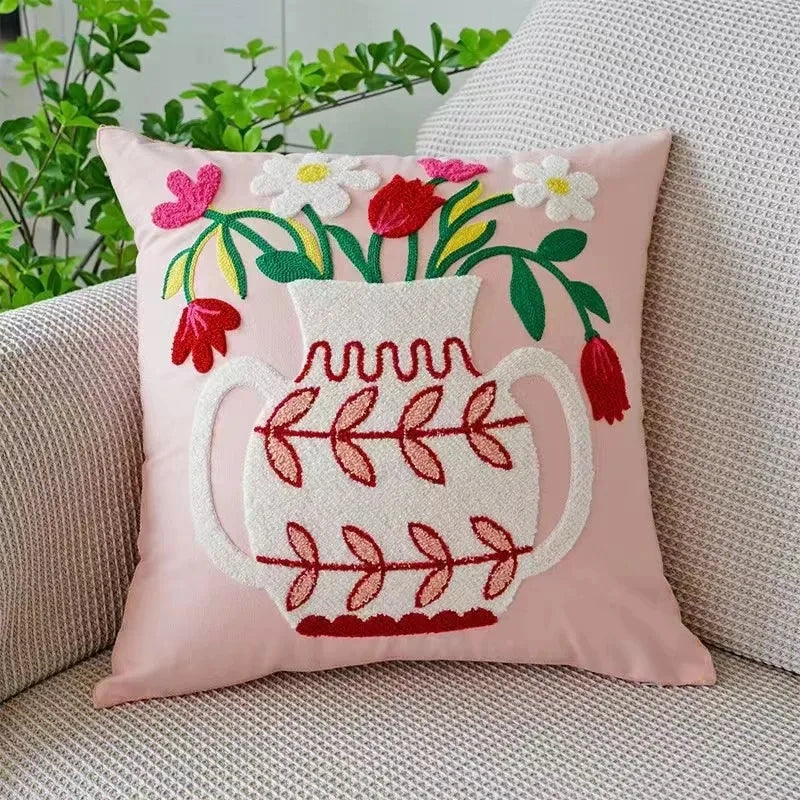 Bloem Kussenhoes Geborduurde Kussensloop Decoratieve Hoes