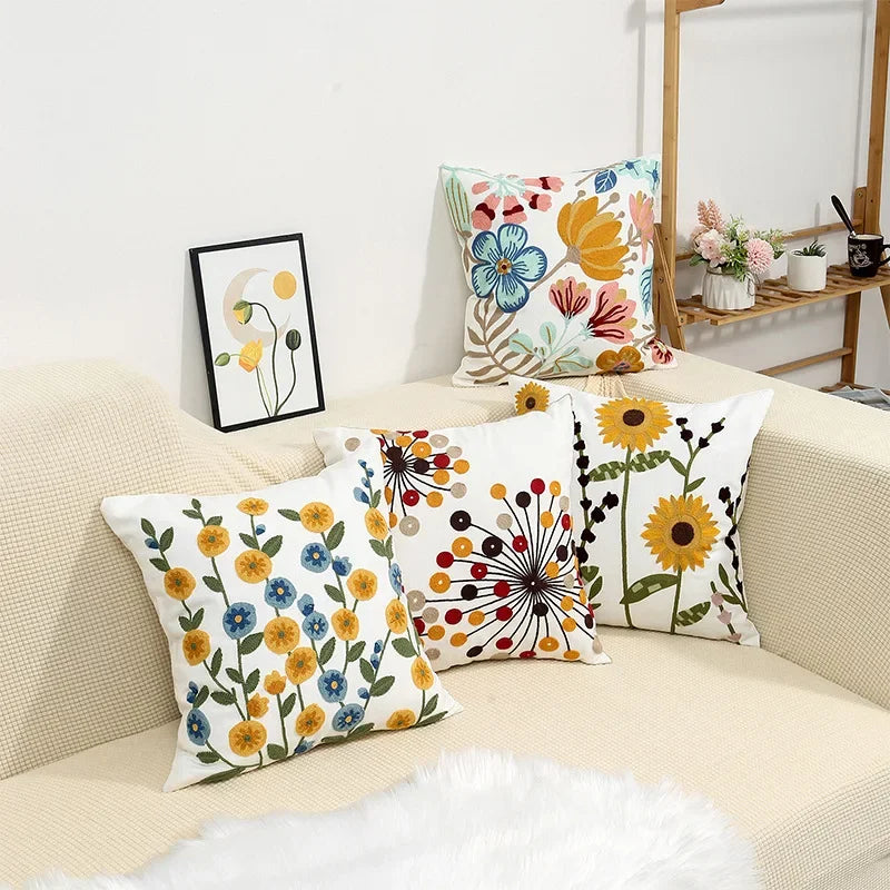 Bloem Kussenhoes Geborduurde Kussensloop Decoratieve Hoes