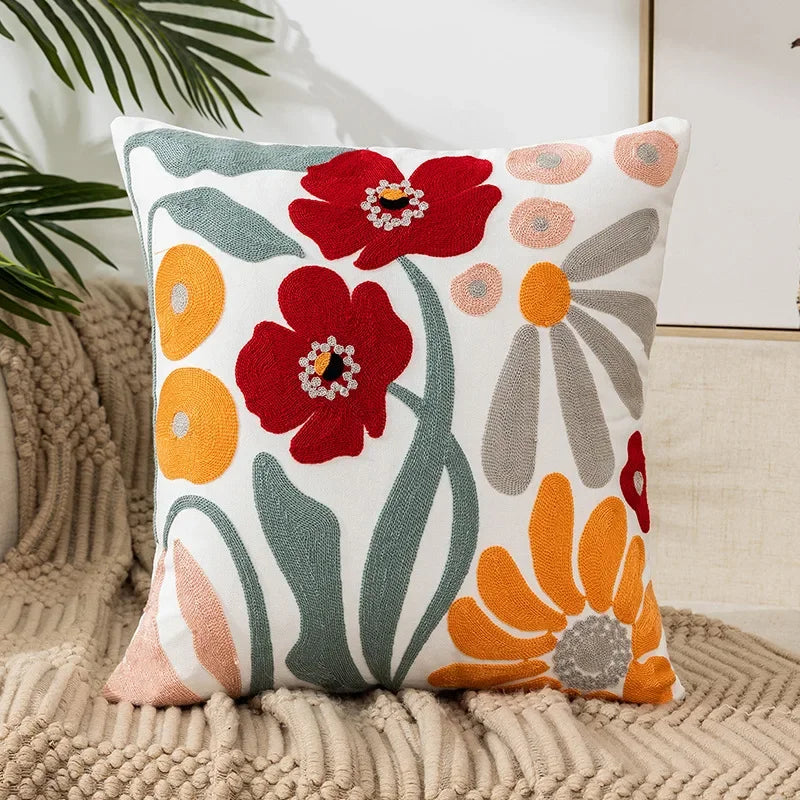 Bloem Kussenhoes Geborduurde Kussensloop Decoratieve Hoes