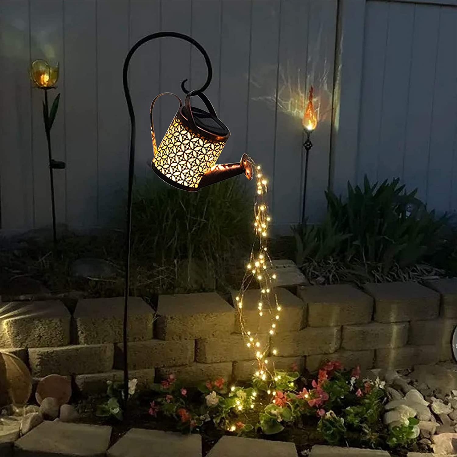 Watering Can Solar Garden Light with Cascading LED Glow