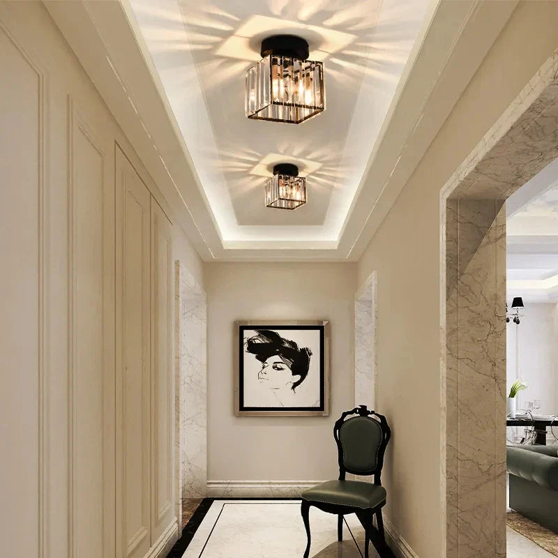 Modern Crystal Ceiling Light Glam Flush Mount Glass Lamp