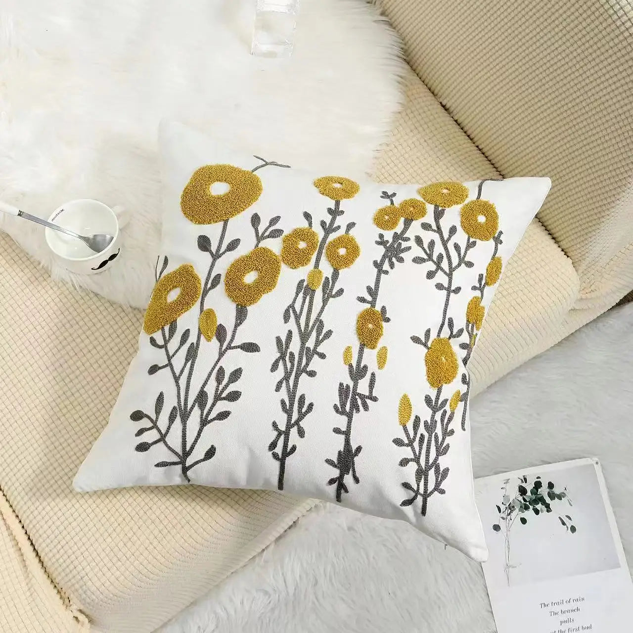 Bloem Kussenhoes Geborduurde Kussensloop Decoratieve Hoes