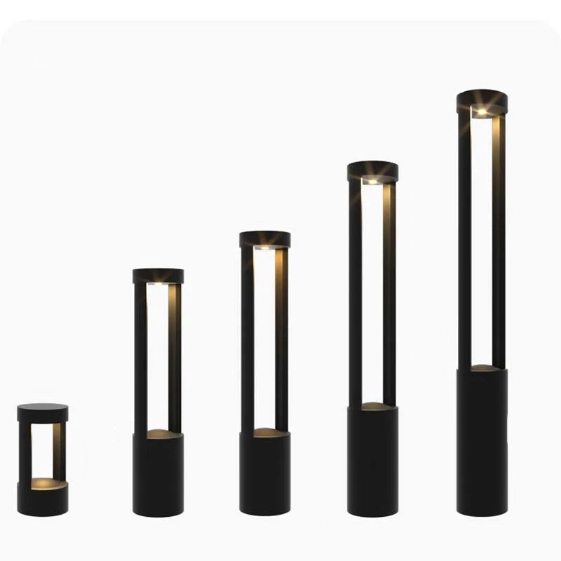 Outdoor LED Bollard Light Black Rectangular Garden Path Lamp