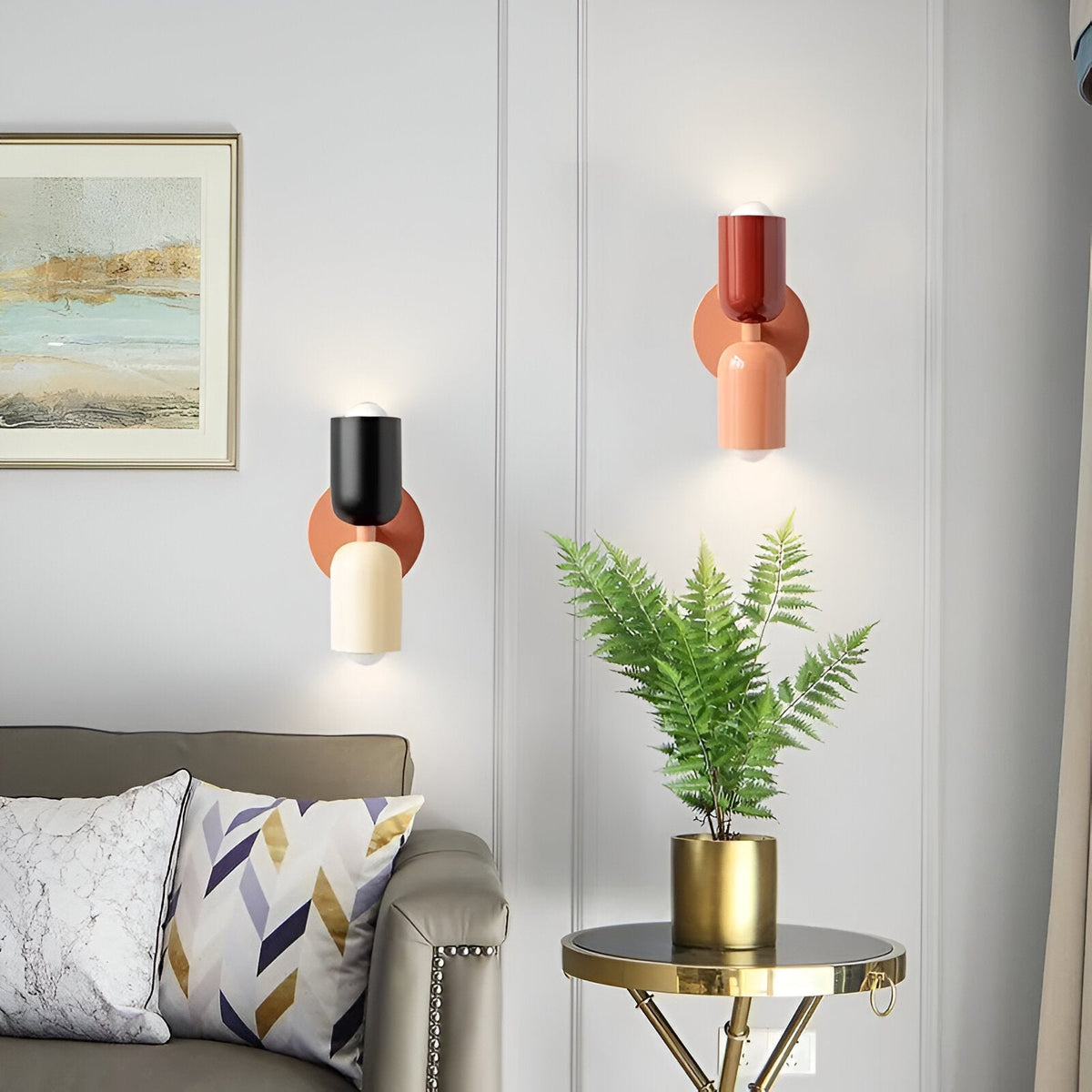 Noordse wandlamp van ijzer met dubbele lichtbron voor de woonkamer