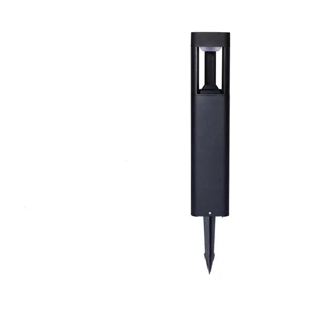 Outdoor LED Bollard Light Black Rectangular Garden Path Lamp