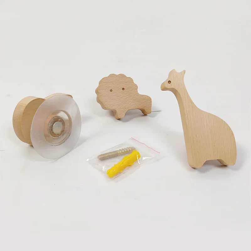 Wooden Animal Wall Hooks Coat Adhesive Hook Rack