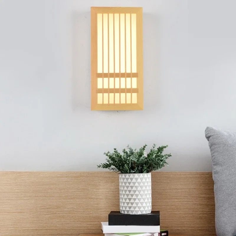 Japandi Houten Wandlamp LED Minimalistische Decoratieve Sconces