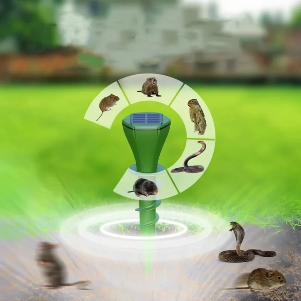 Zonne-energie Mollenafschrikker Stake Ultrasone Tuin Ongedierte Afschrikmiddel