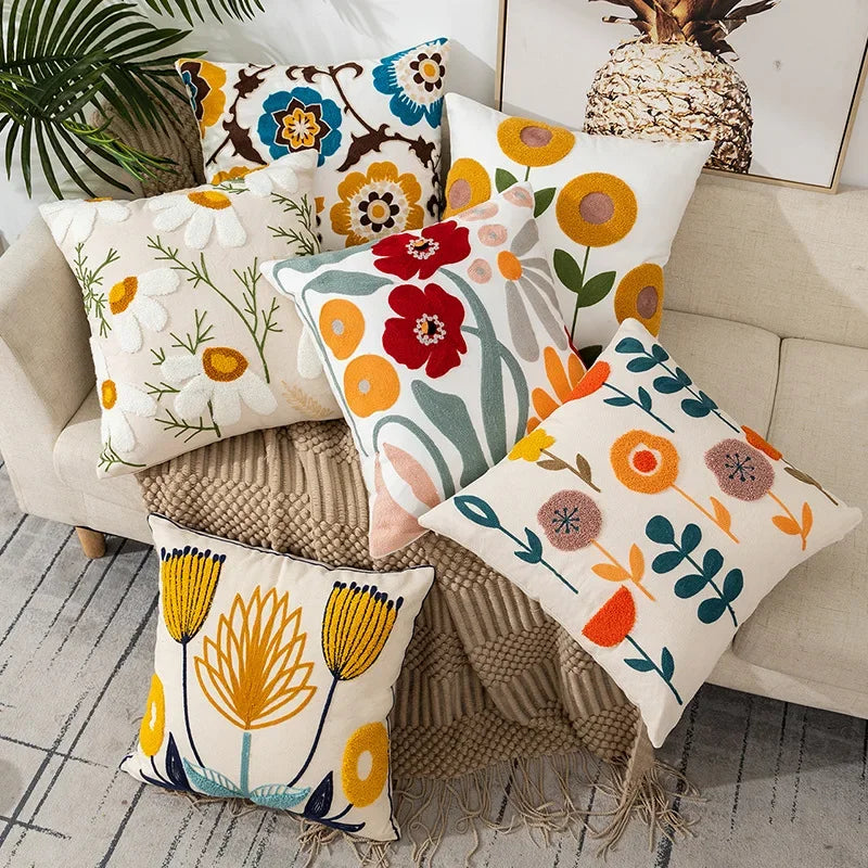 Bloem Kussenhoes Geborduurde Kussensloop Decoratieve Hoes