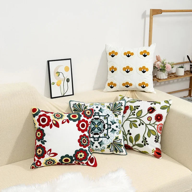 Bloem Kussenhoes Geborduurde Kussensloop Decoratieve Hoes