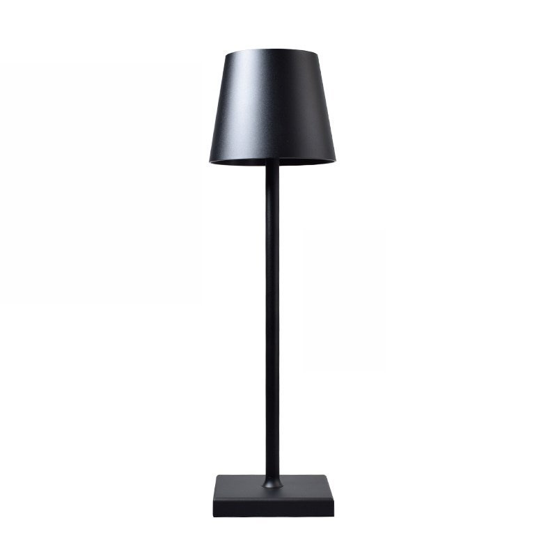 Wireless Metal Cone Shade LED Table Lamp with Square Base