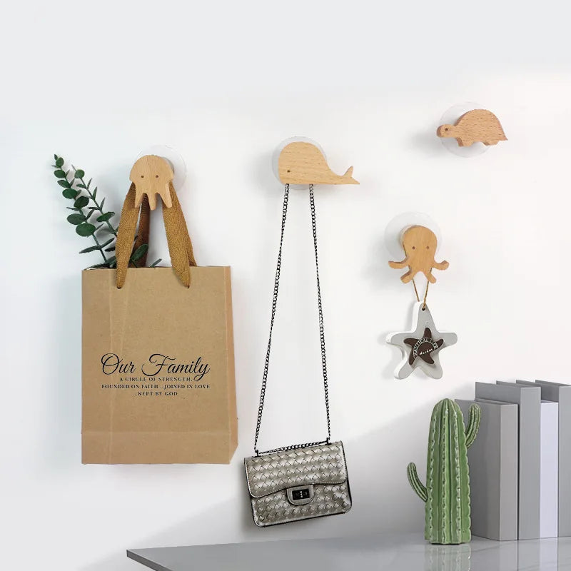 Wooden Animal Wall Hooks Coat Adhesive Hook Rack