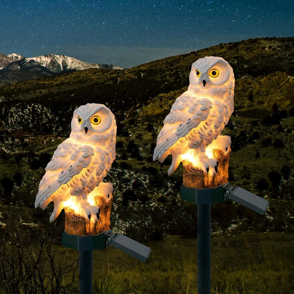 Solar Owl Shaped Plastic Garden Stake Light with Warm LED