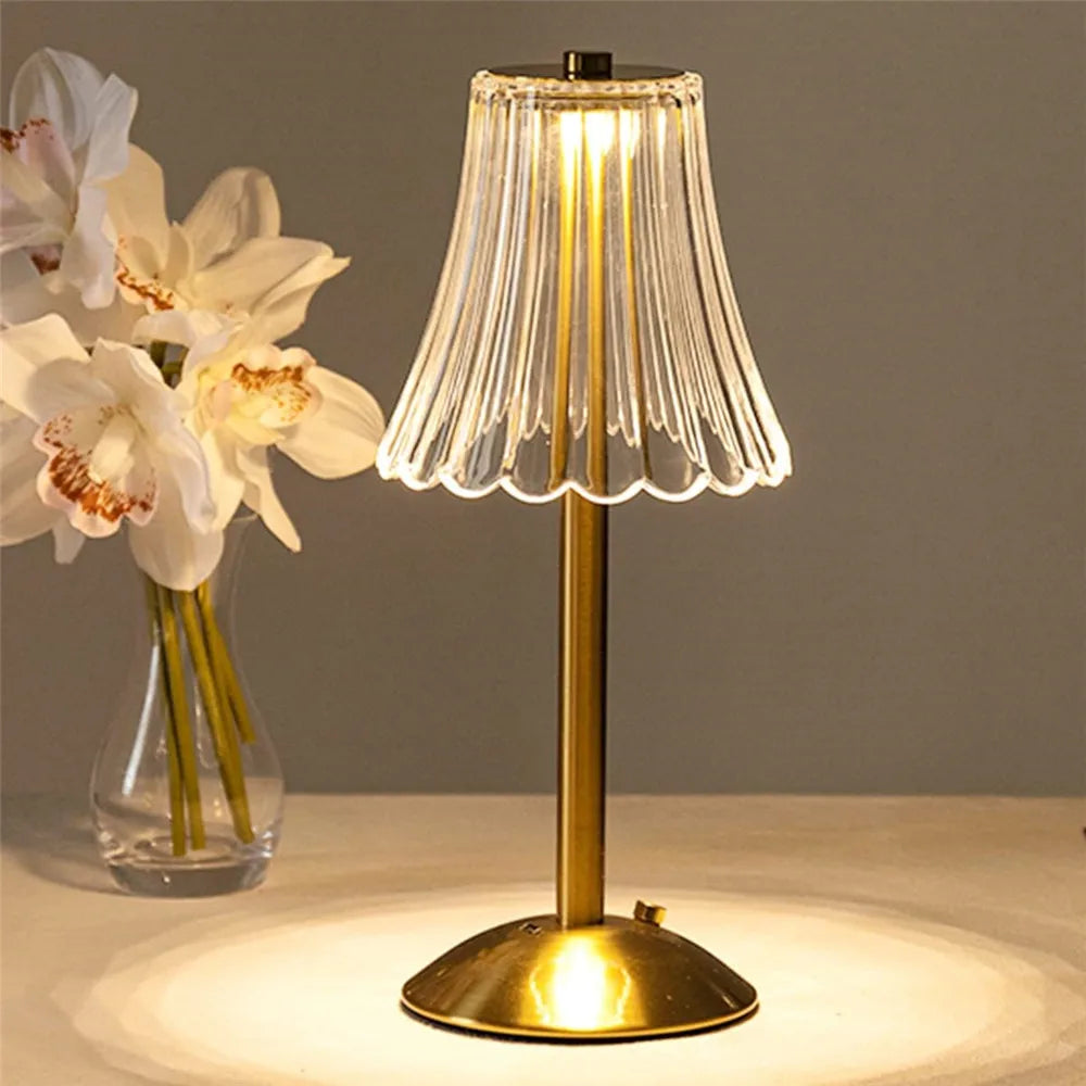 Elegant Touch-Activated Crystal Table Lamp with Gold Finish