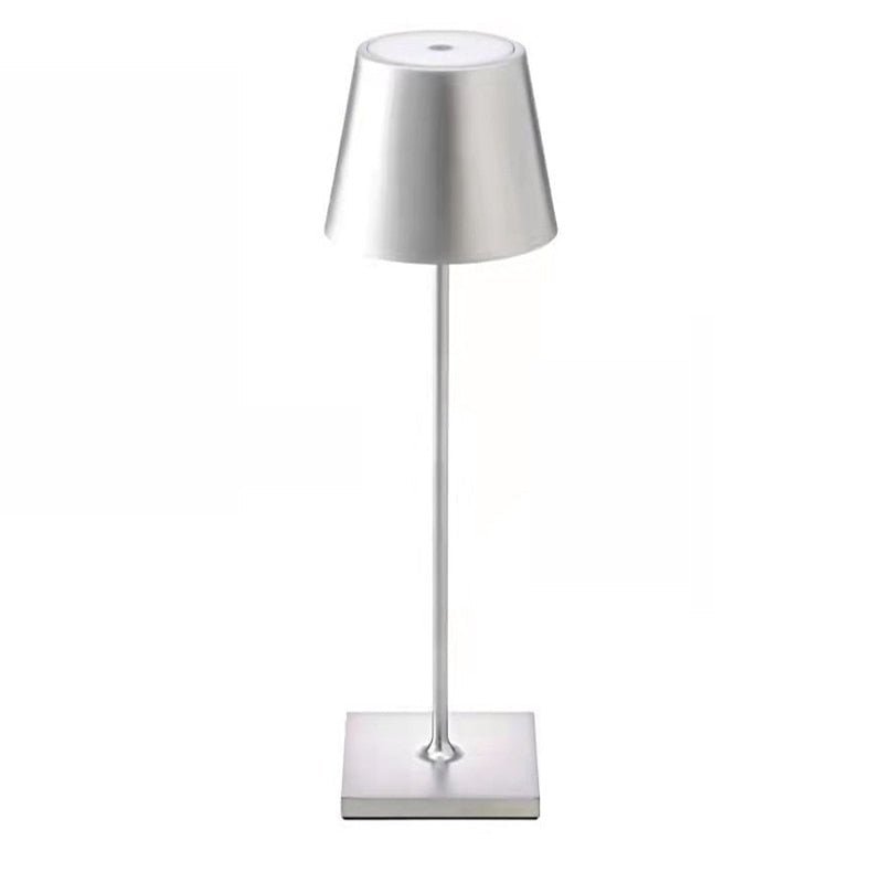 Wireless Metal Cone Shade LED Table Lamp with Square Base