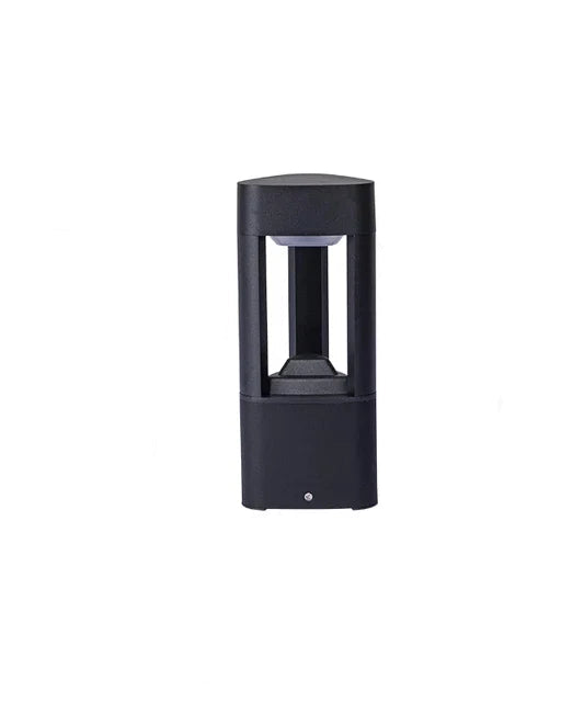 Outdoor LED Bollard Light Black Rectangular Garden Path Lamp