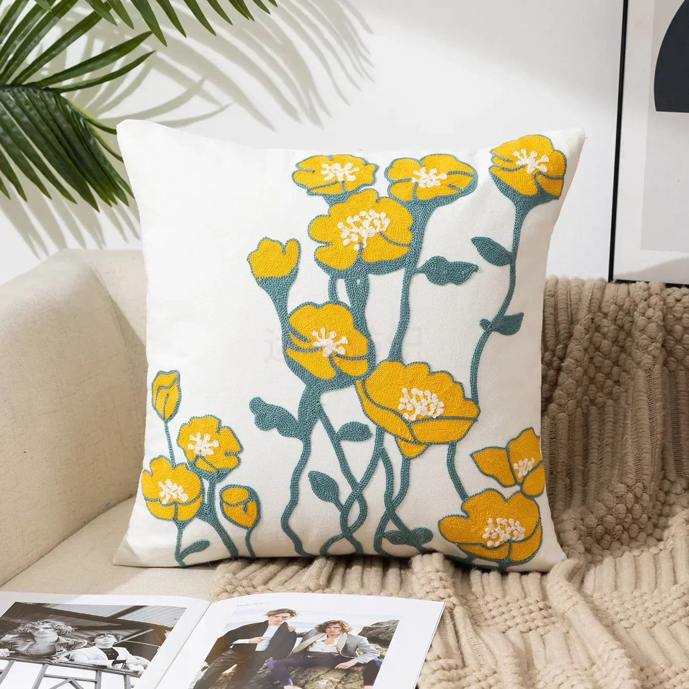 Bloem Kussenhoes Geborduurde Kussensloop Decoratieve Hoes