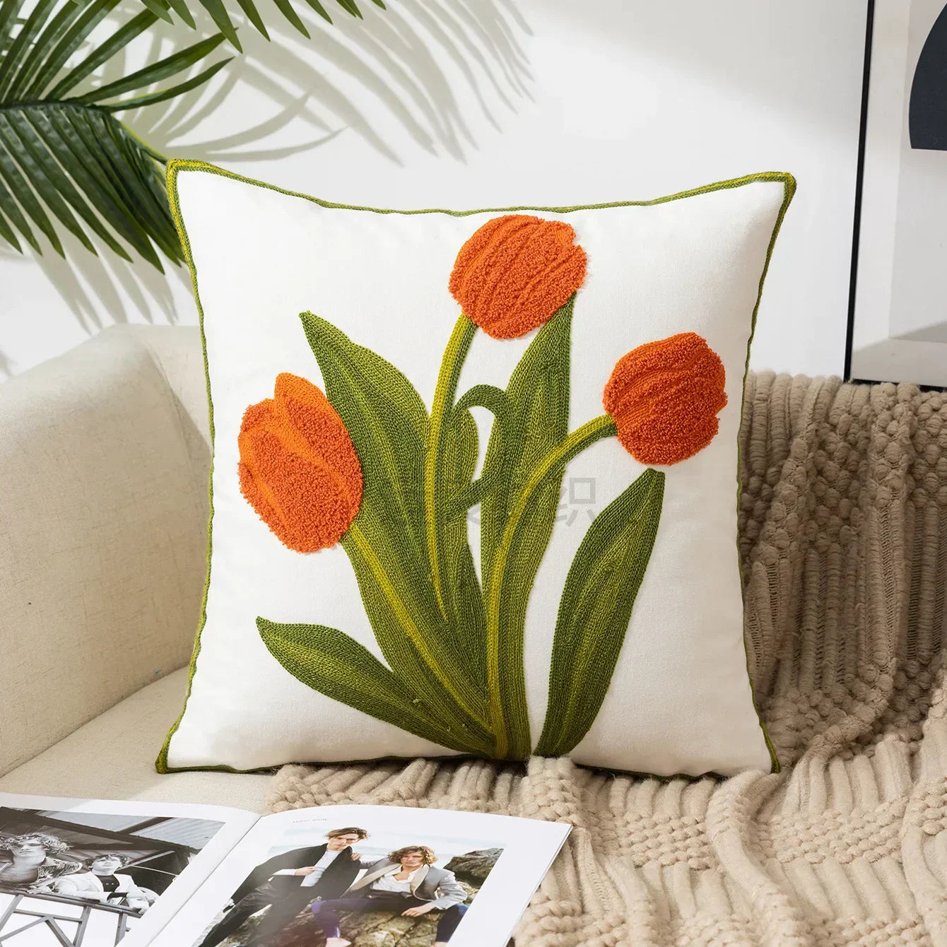 Bloem Kussenhoes Geborduurde Kussensloop Decoratieve Hoes