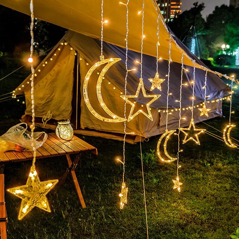 Zonne Stringverlichting Met Ster En Maan Hangende Vormen
