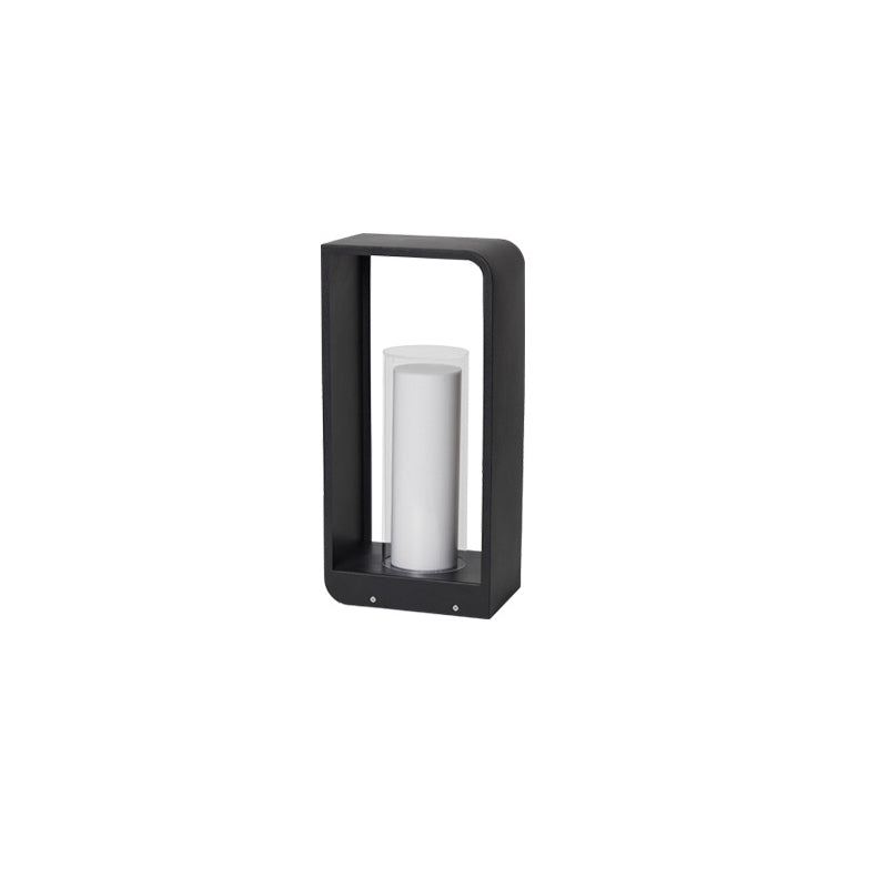 Black Rectangular Solar Outdoor Lantern with Frosted Glass