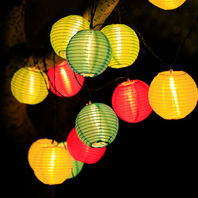 Zonne Stringverlichting Met Multikleurige Ronde Lantaarn Schaduwen