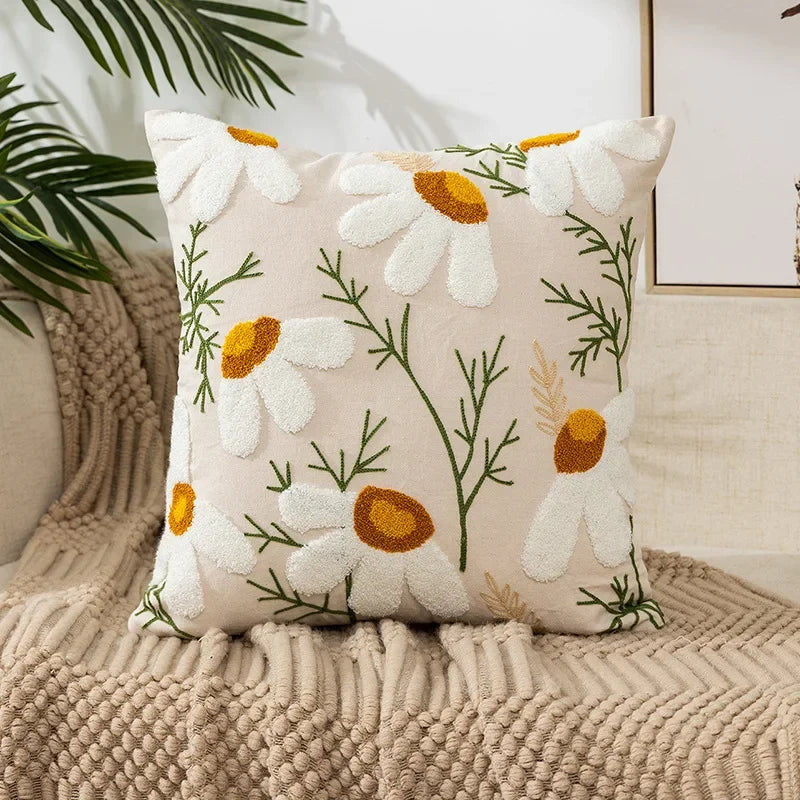 Bloem Kussenhoes Geborduurde Kussensloop Decoratieve Hoes