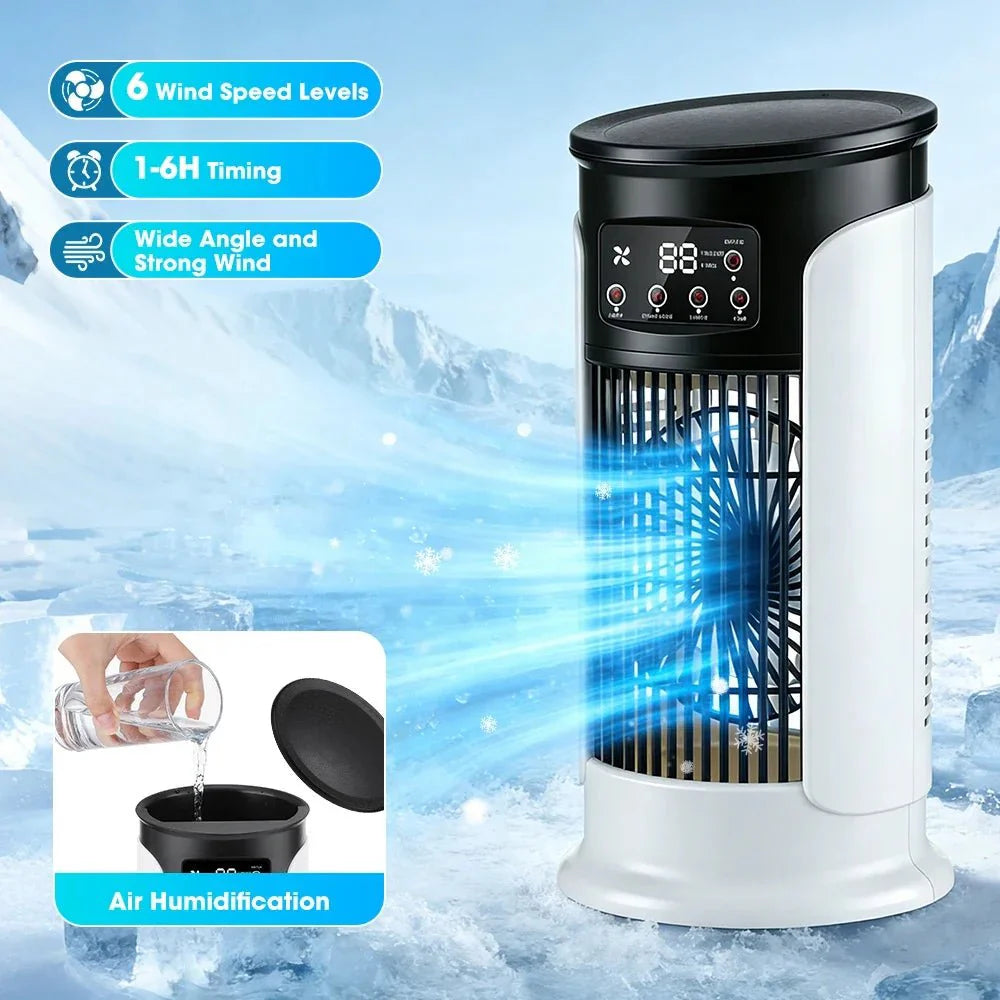 3-in-1 draagbare aircooler ventilator met luchtbevochtiger en LED-nachtlampje