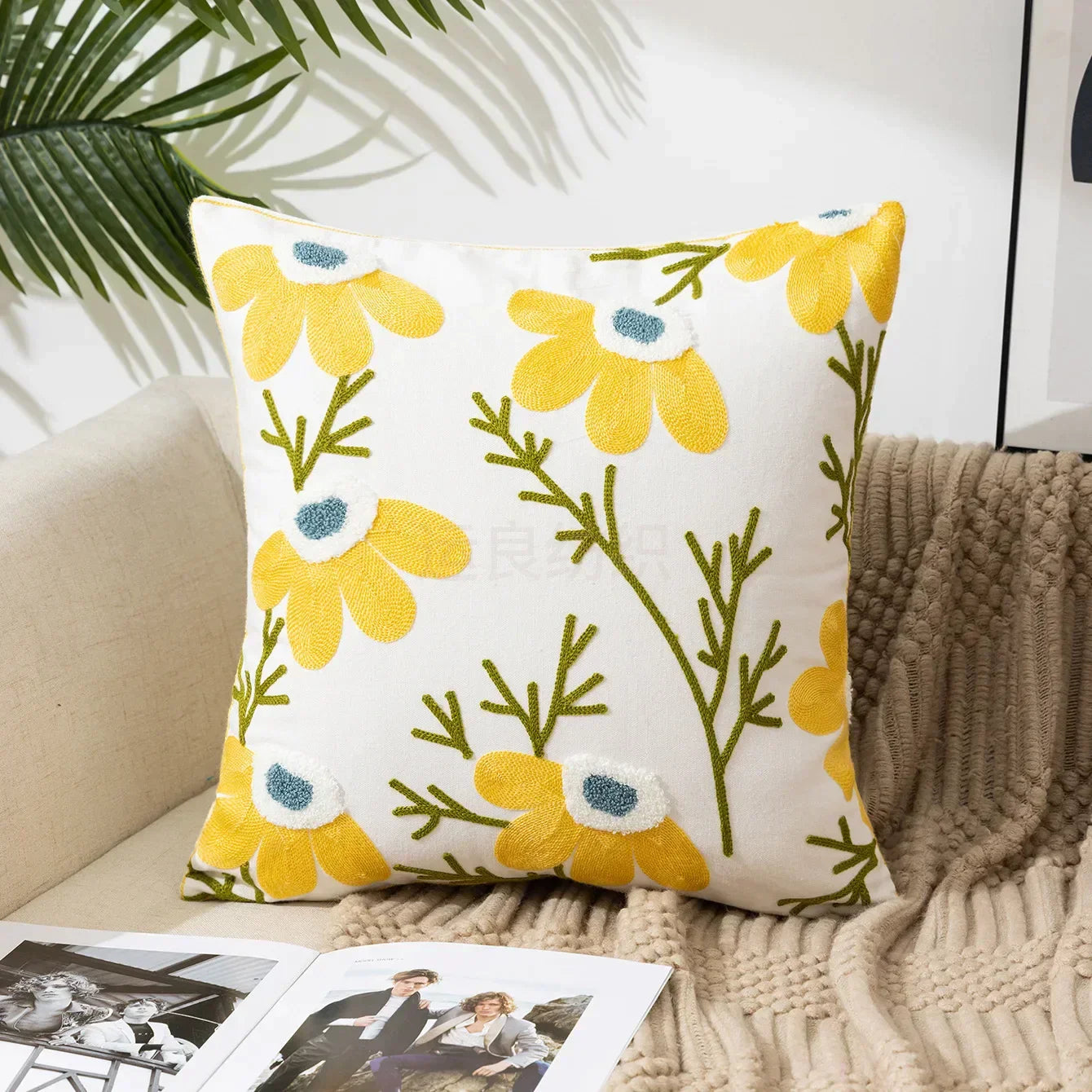 Bloem Kussenhoes Geborduurde Kussensloop Decoratieve Hoes