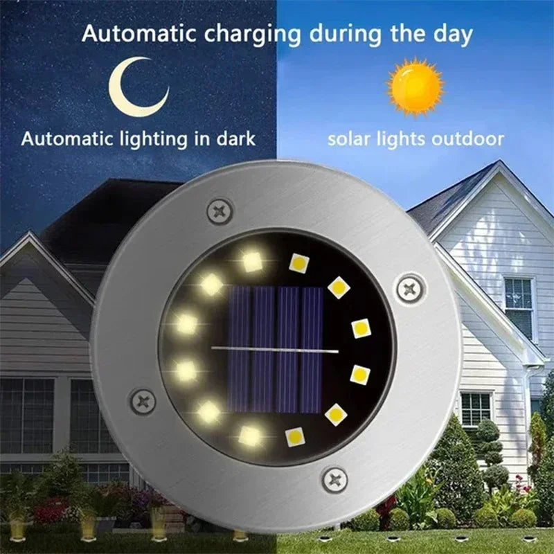 Solar Ground Lights with Round Stainless Steel Housing