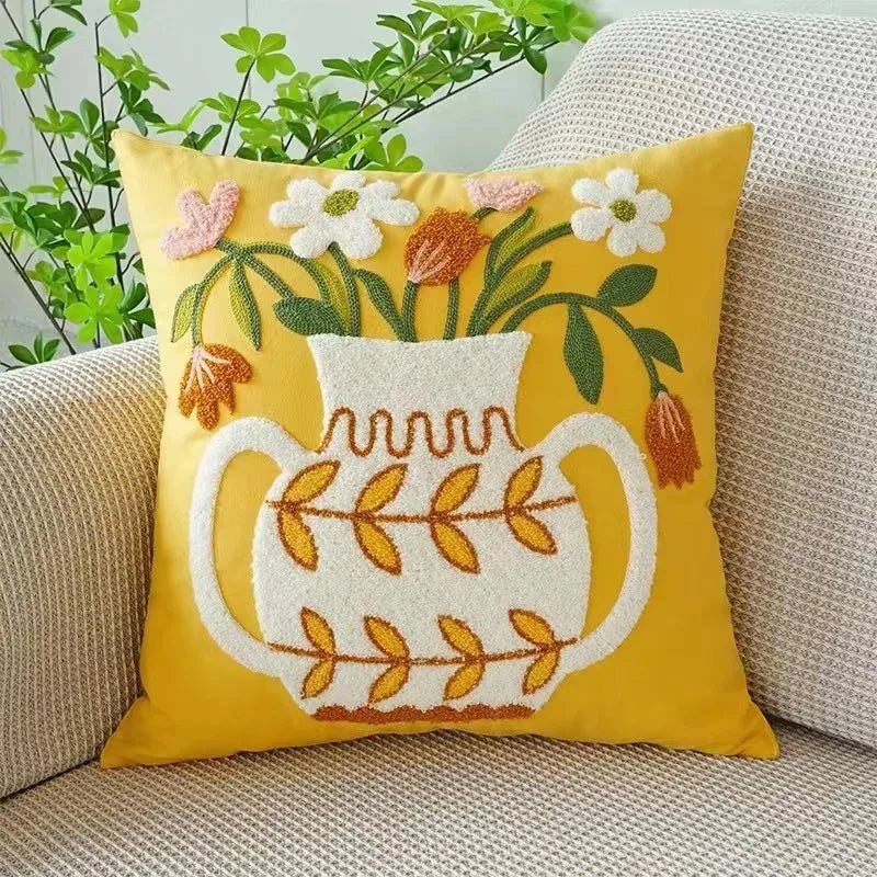 Bloem Kussenhoes Geborduurde Kussensloop Decoratieve Hoes