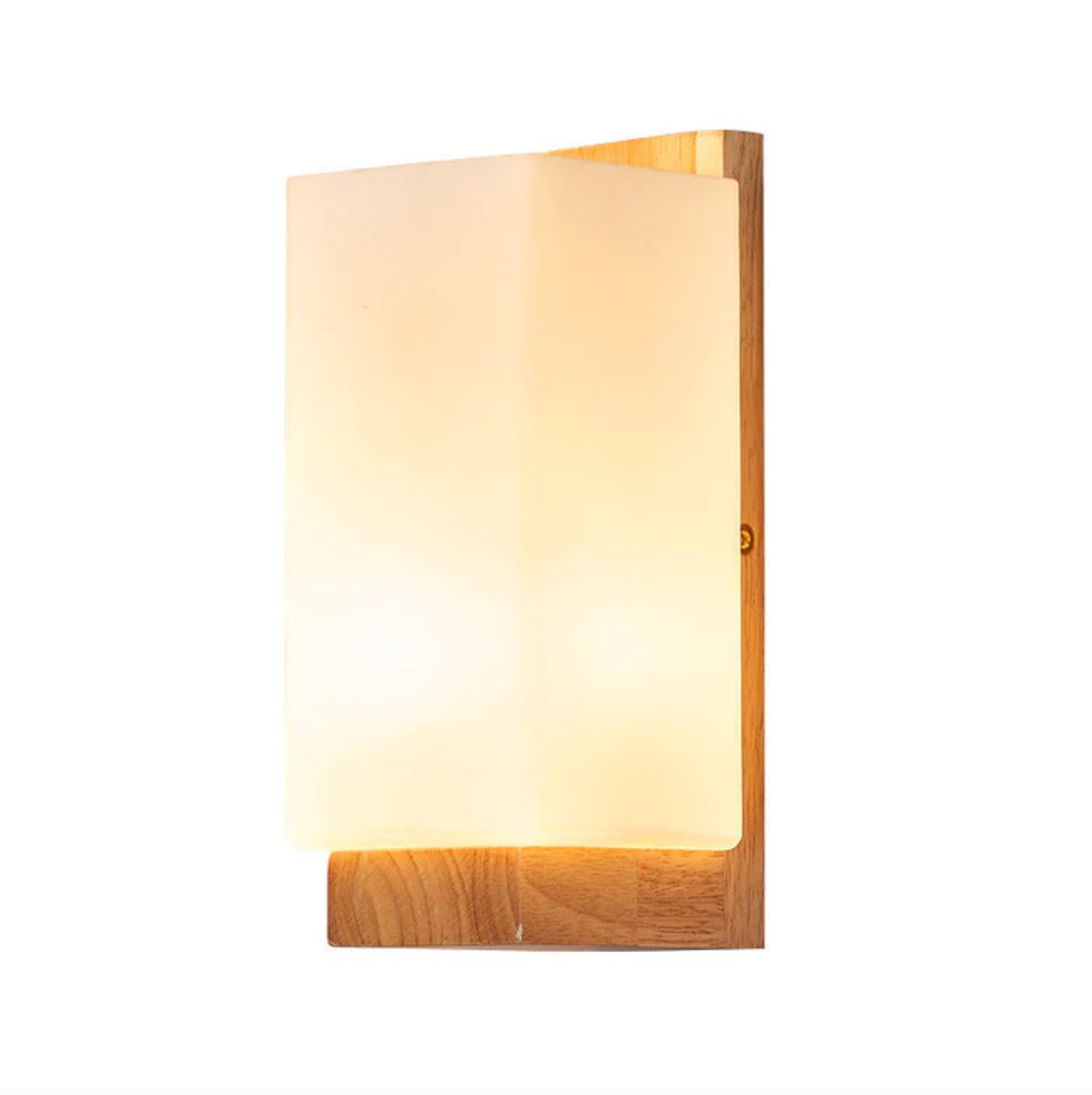 Wood Wall Light with Frosted Shade Modern Sconce