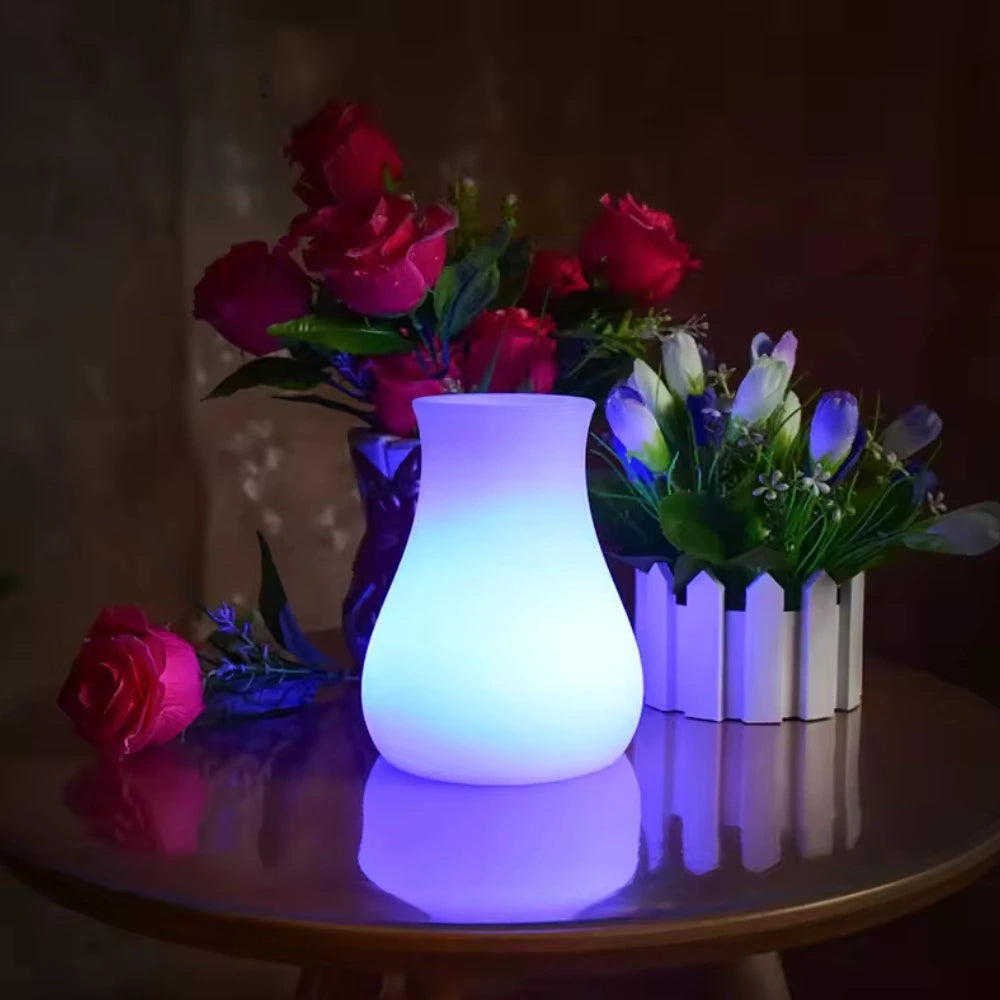 Lighted Decorative Vase With Smooth Body Shape