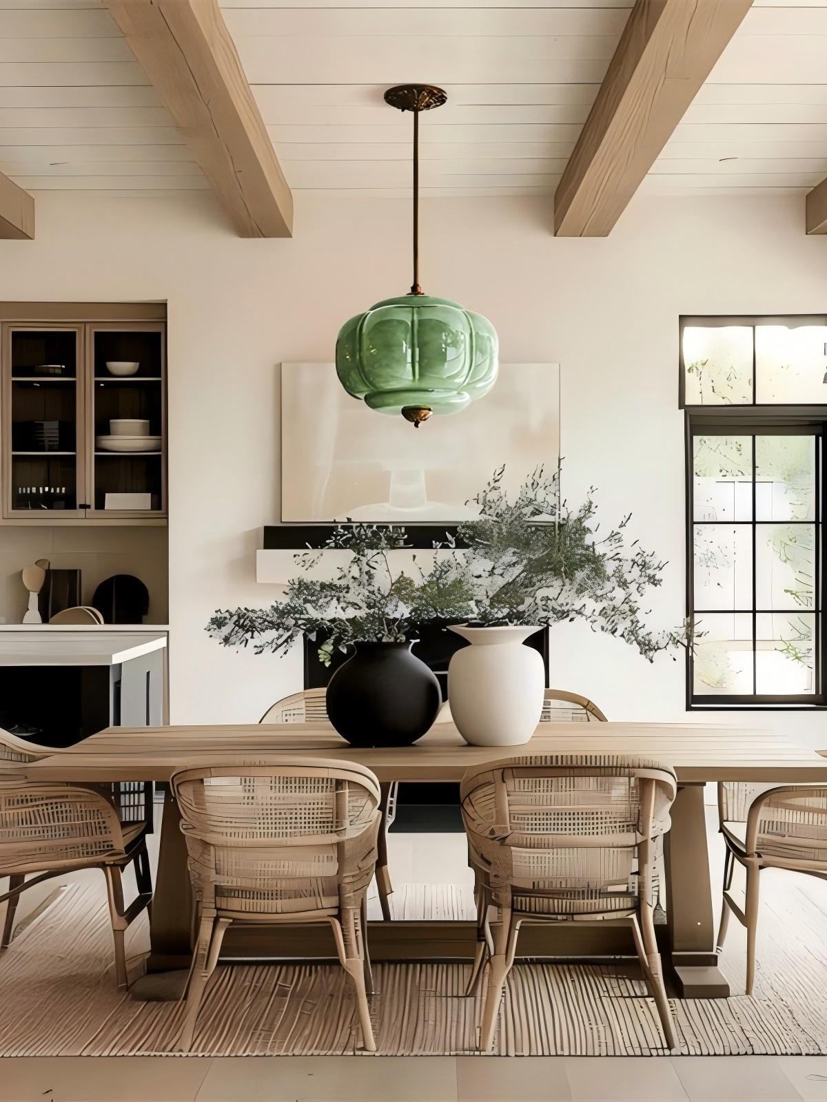 Vintage Milk Glass Semi-Flush Mount Pendant Light