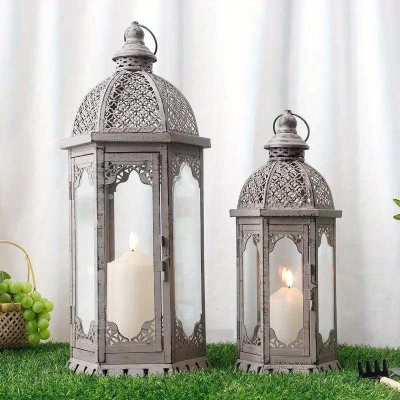 Set of Two Indoor Decorative Candle Lanterns