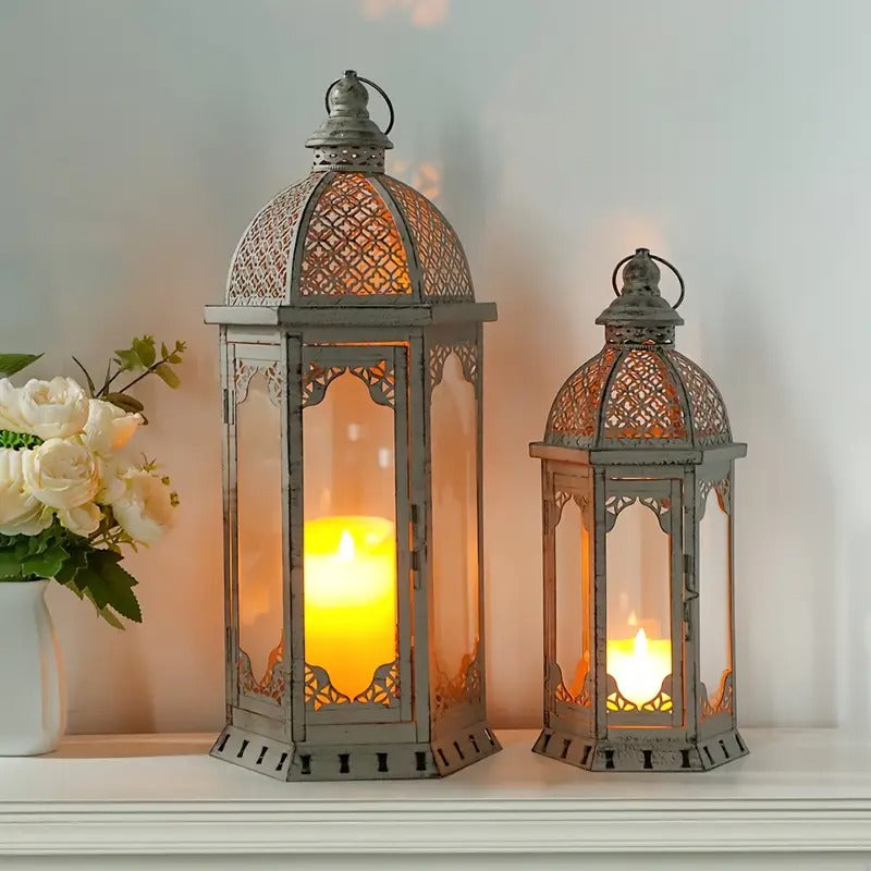 Set of Two Indoor Decorative Candle Lanterns