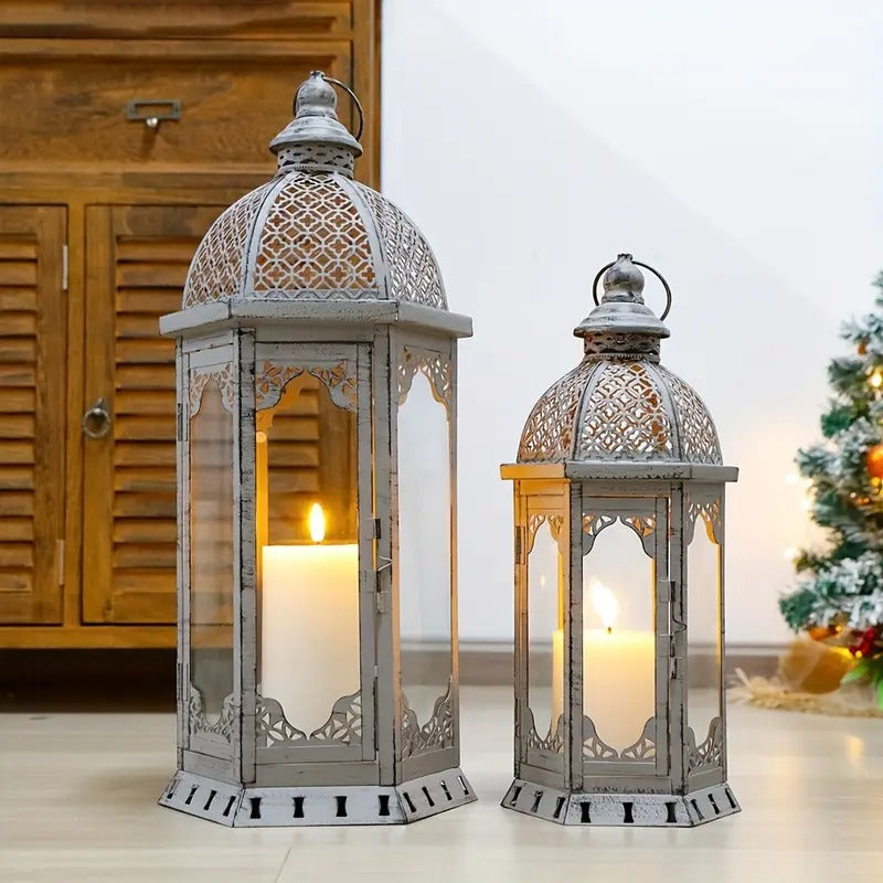 Set of Two Indoor Decorative Candle Lanterns