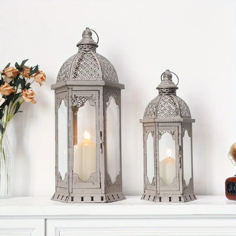 Set of Two Indoor Decorative Candle Lanterns