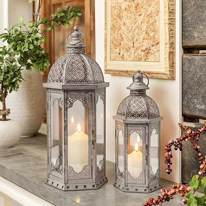Set of Two Indoor Decorative Candle Lanterns